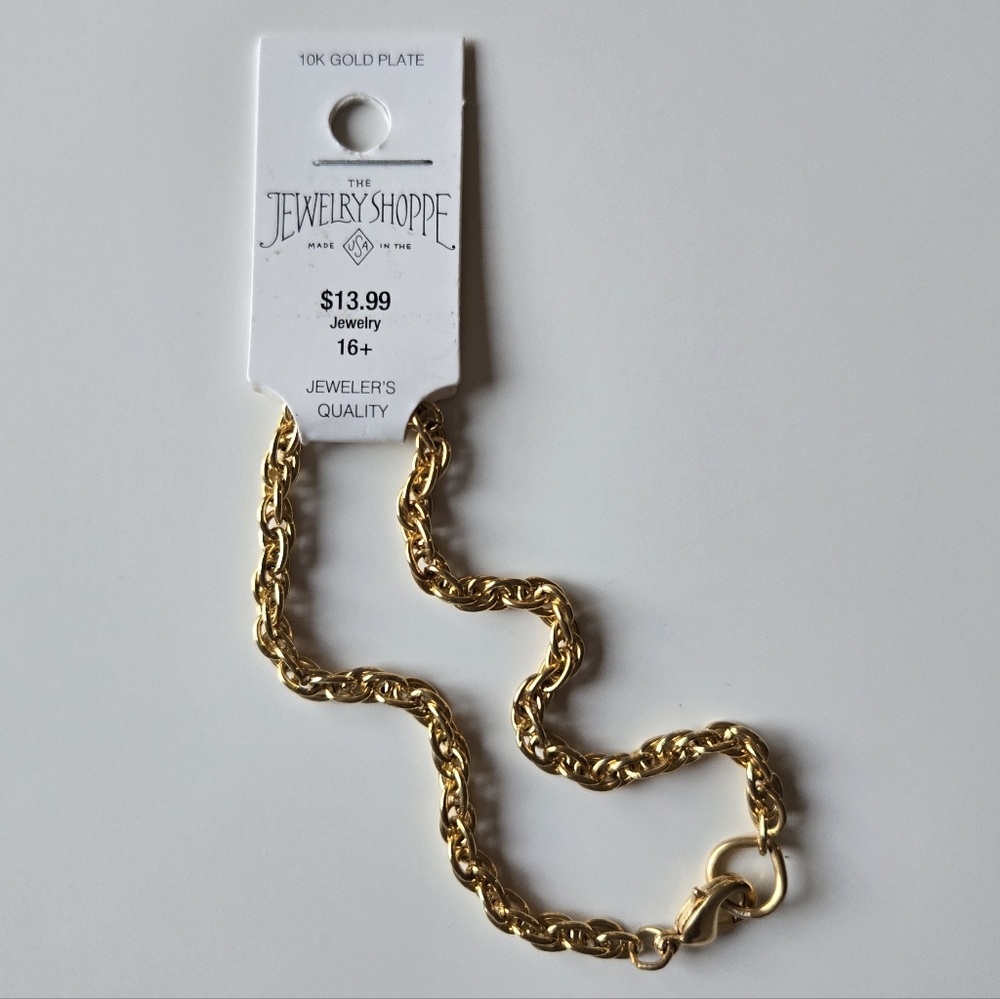 The Jewelry Shoppe 10K Gold Plated Chain Bracelet Size: 8"